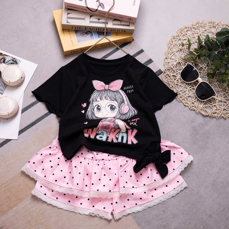 Bộ đùi tầng bé gái chấm bi Waknk