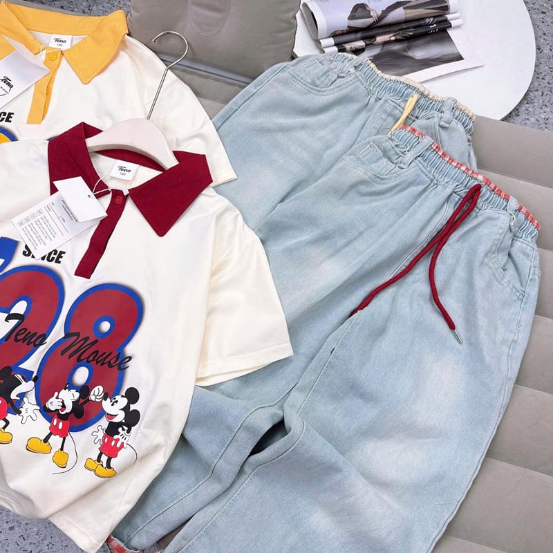 Bộ jean baggy bé gái Mickey 28