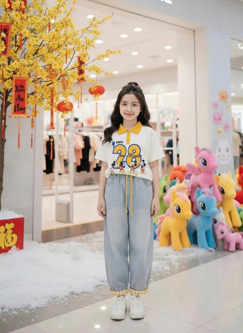 Bộ jean baggy bé gái Mickey 28