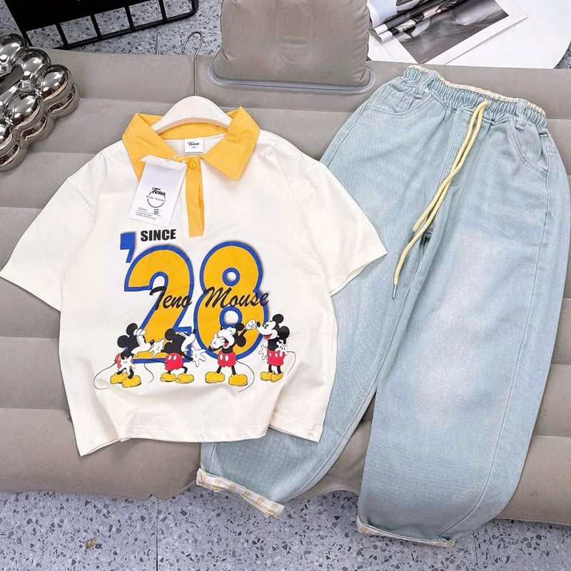 Bộ jean baggy bé gái Mickey 28