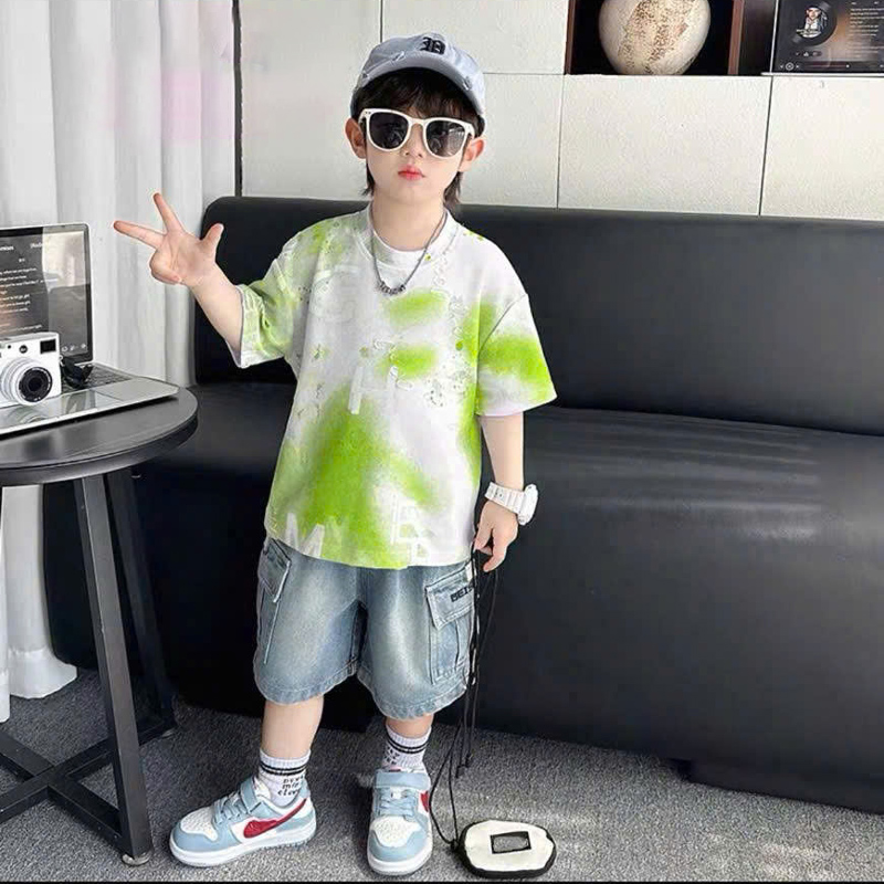 Bộ jean bé trai loang túi hộp HH