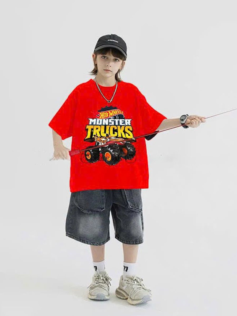 Bộ jean bé trai túi hộp Monster Trucks