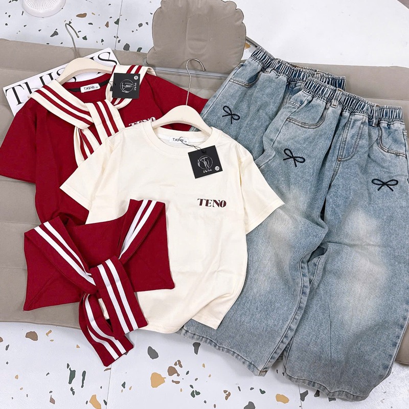 Bộ jean dài bé gái teno thủy thủ