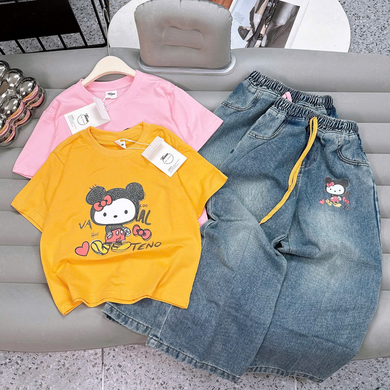 Bộ jean dài bé gái Vaal