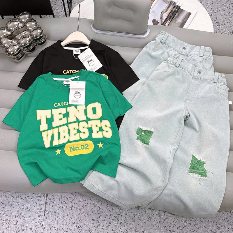 Bộ jean dài bé gái Vibes