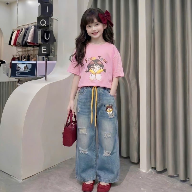 Bộ jean dài bé gái Fran