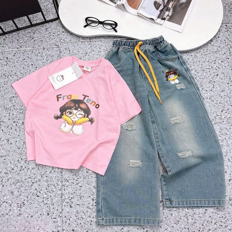 Bộ jean dài bé gái Fran