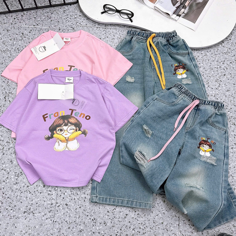 Bộ jean dài bé gái Fran