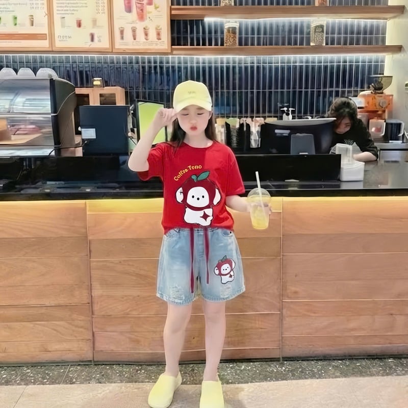 Bộ jean ngố bé gái Cún Coffee