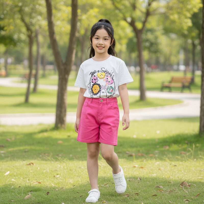 Bộ kaki ngố bé gái smile