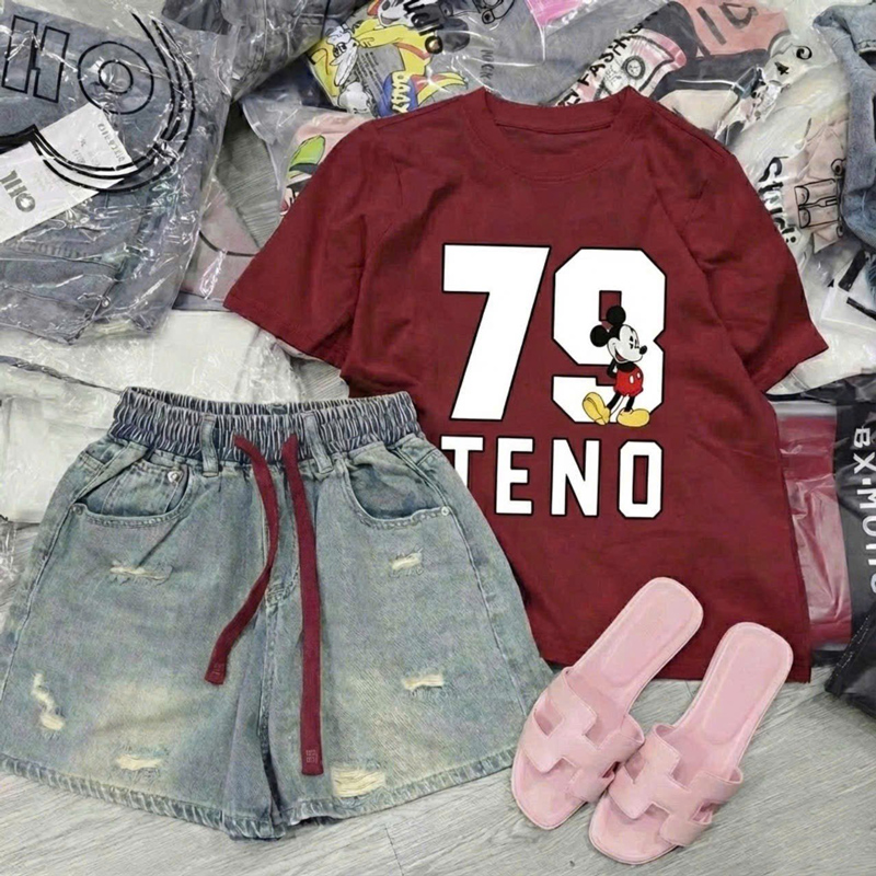 bộ short jean bé gái Mickey 79