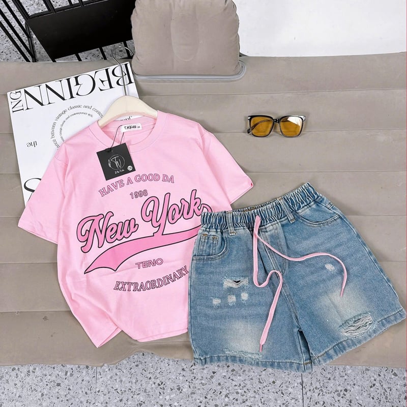 Bộ short jean bé gái NY
