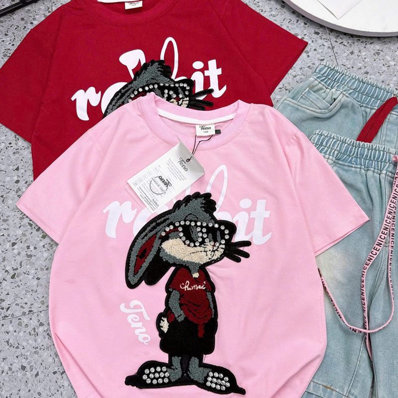 Bộ short jean bé gái thỏ đá