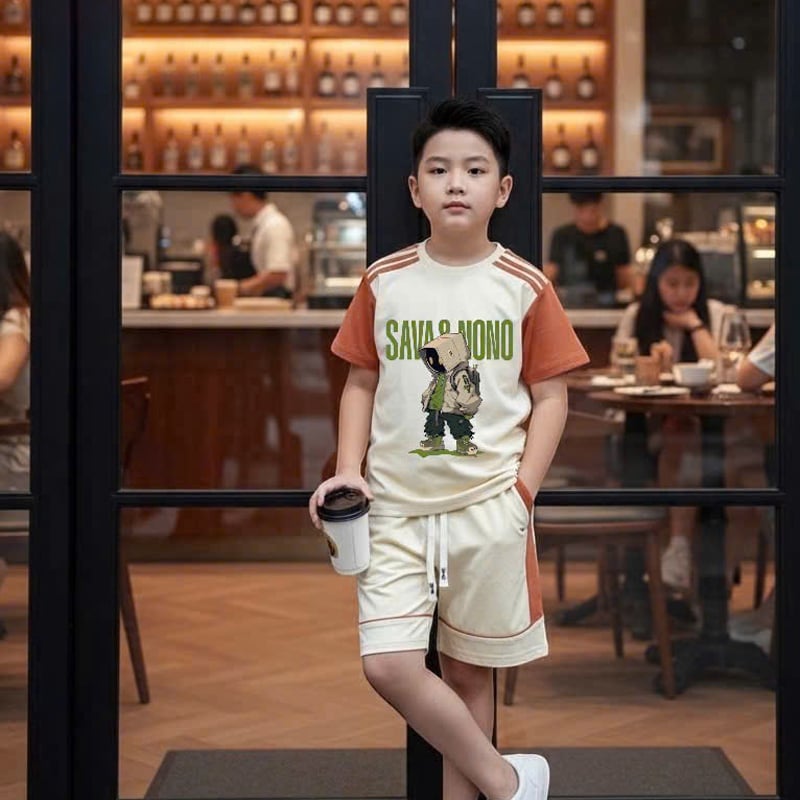 Bộ thun bé trai phối Savano