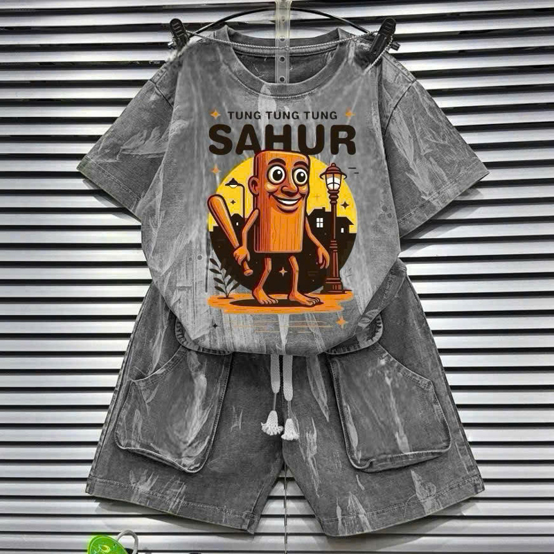 Bộ thun bé trai wash đá Tung Tung