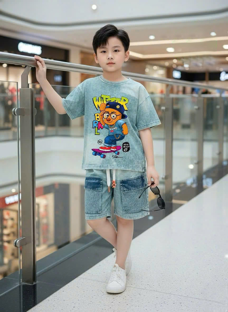 Bộ thun bé trai wash đá Witzar