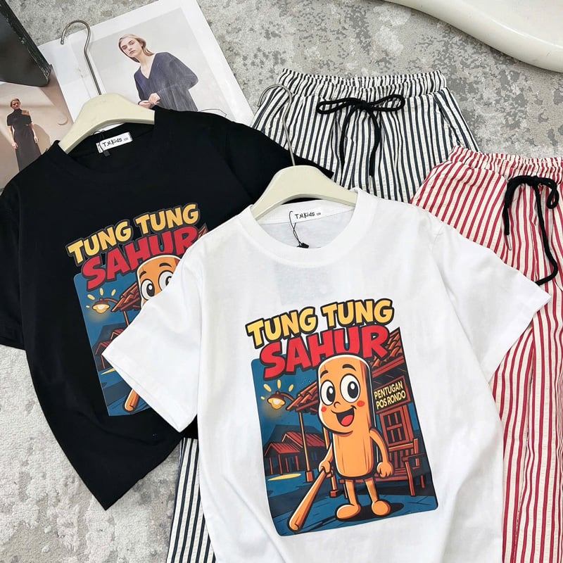 Bộ thun dài sọc bé gái Tung Tung