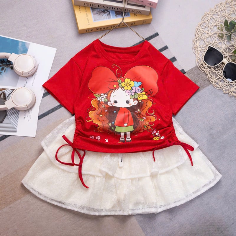 Bộ váy ren bé gái xù