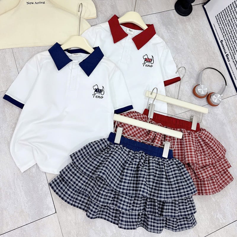 Bộ váy tầng bé gái cổ polo