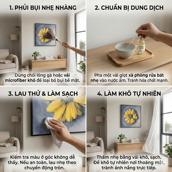 CÁC BƯỚC VỆ SINH TRANH CANVAS