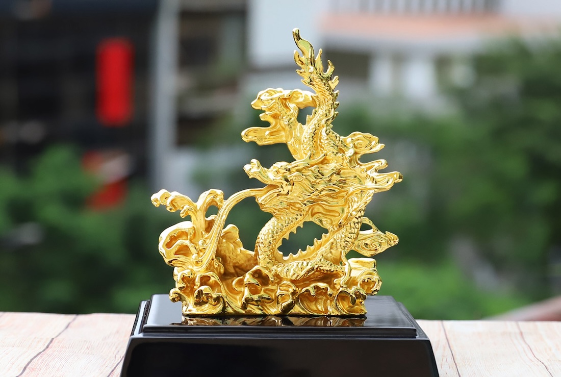 Tượng rồng vàng vờn mây, rồng vờn mây dát vàng phong thuỷ