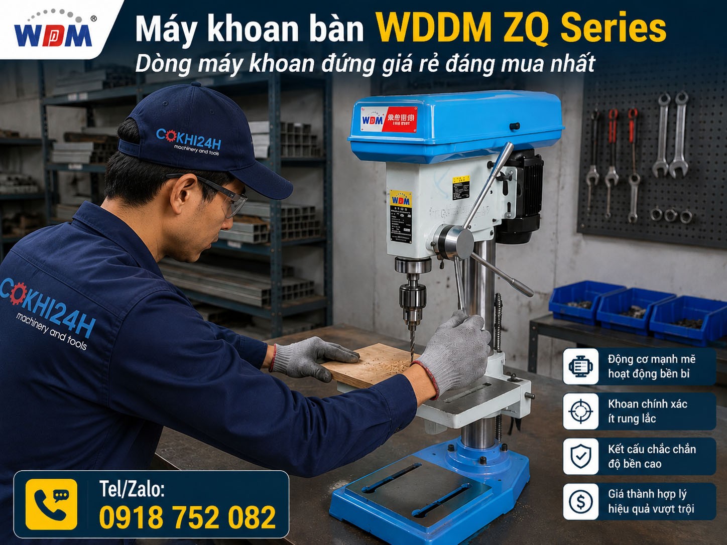 Máy khoan bàn WDDM ZQ Series – Dòng máy khoan đứng giá rẻ đáng mua nhất