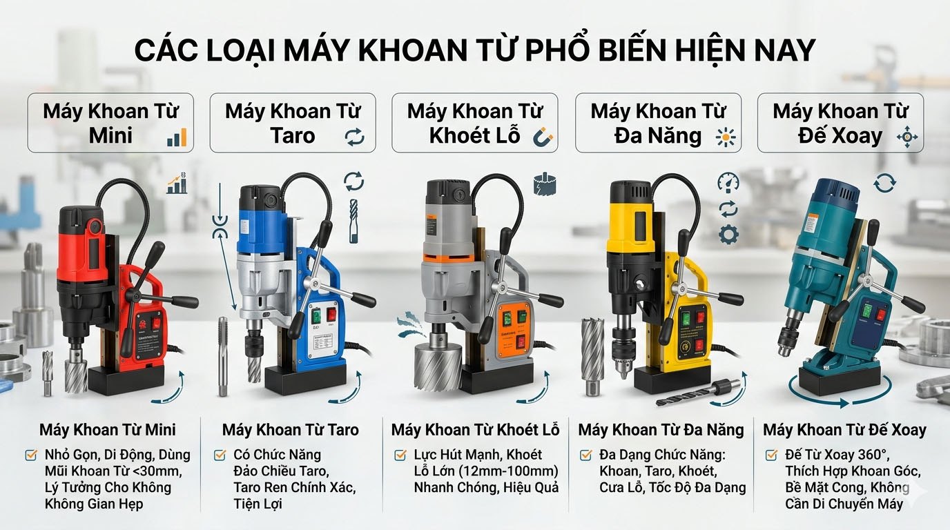 Các loại máy khoan từ phổ biến hiện nay