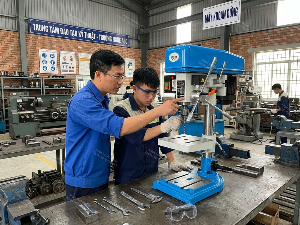 Máy khoan taro WDDM ZS4116D sử dụng trong trường đào tạo nghề