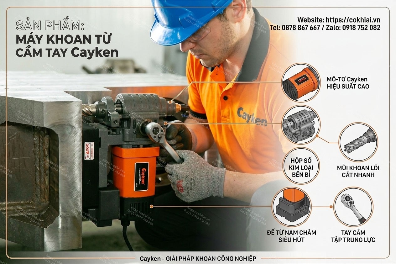 Máy khoan từ cầm tay Cayken