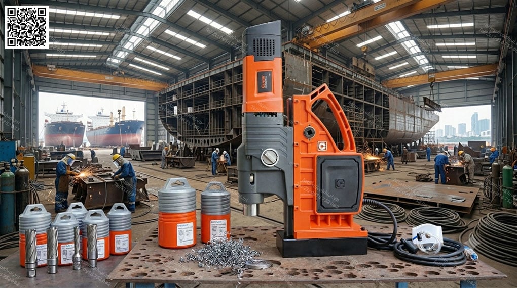 Máy khoan từ KCY-150/4WDo sử dụng trong nghành đóng tàu