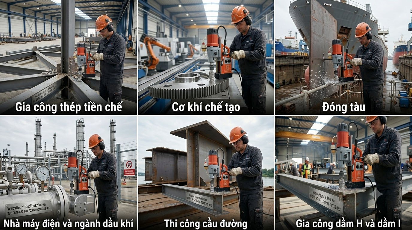 Ứng dụng của máy khoan từ trong thi công sản xuất