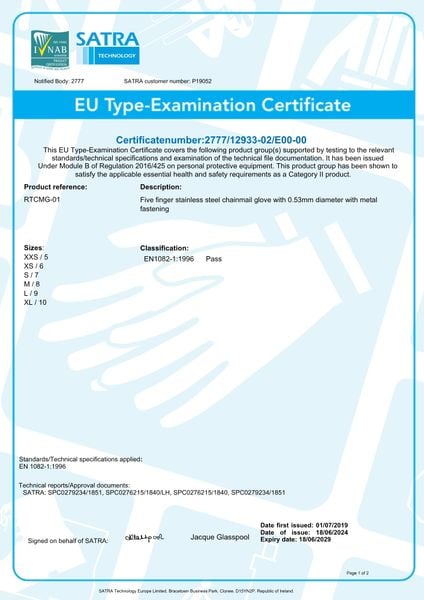 Bảng test chứng nhận an toàn