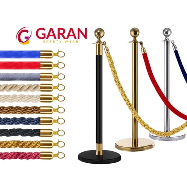 Cột chắn inox dây nhung chùng màu đen cao 95cm