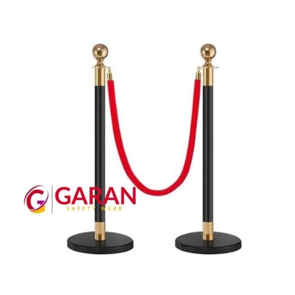 Cột chắn inox dây nhung chùng màu đen cao 95cm