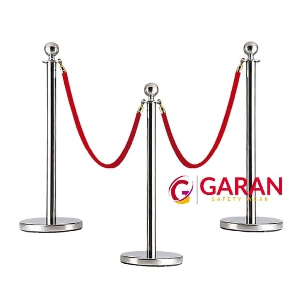 Cột chắn inox dây nhung chùng màu đen cao 95cm