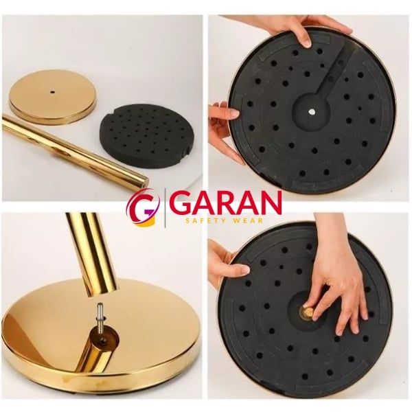 Cột chắn inox dây nhung chùng màu đen cao 95cm
