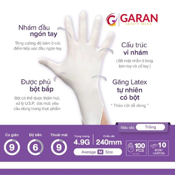 Găng tay cao su y tế có bột Sglove