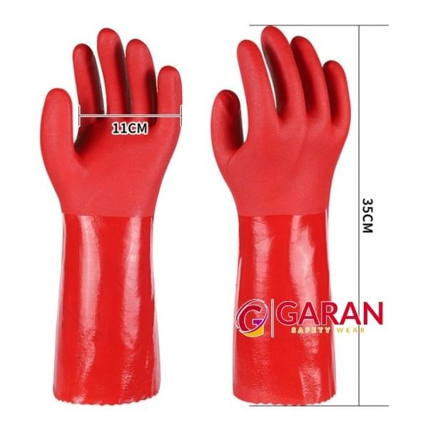 Găng tay PVC phủ hạt cao su chống hóa chất chống dầu và axit