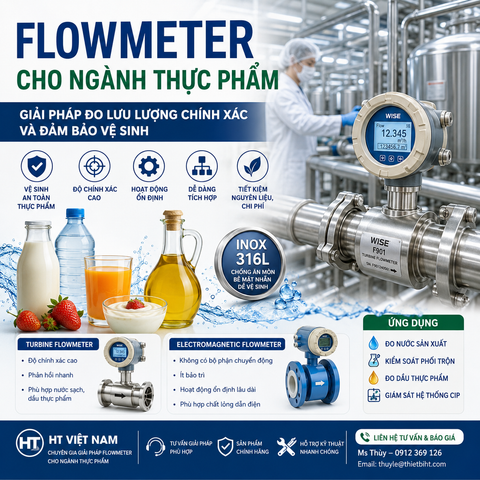 Flowmeter Cho Ngành Thực Phẩm: Giải Pháp Đo Lưu Lượng Chính Xác Và Đảm Bảo Vệ Sinh
