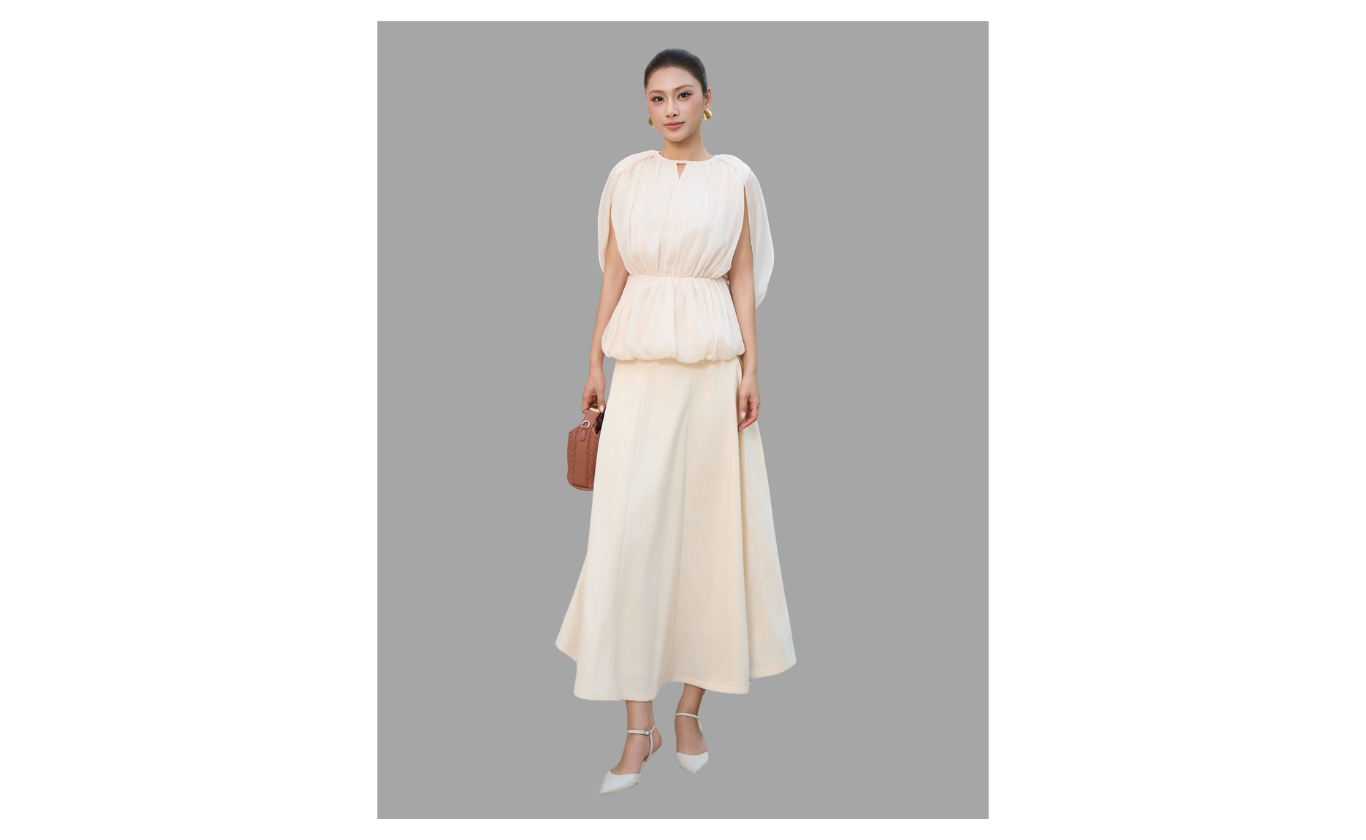 Chân váy công sở cotton dài xòe VAD63H - Ảnh bìa