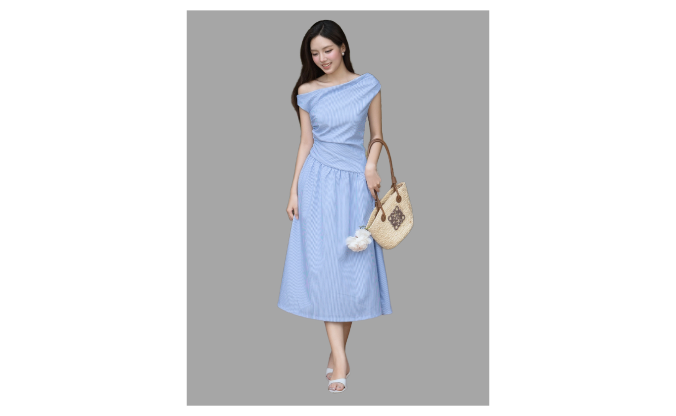 Đầm Dạo Phố Cotton Dài Trễ Vai - DAG42B