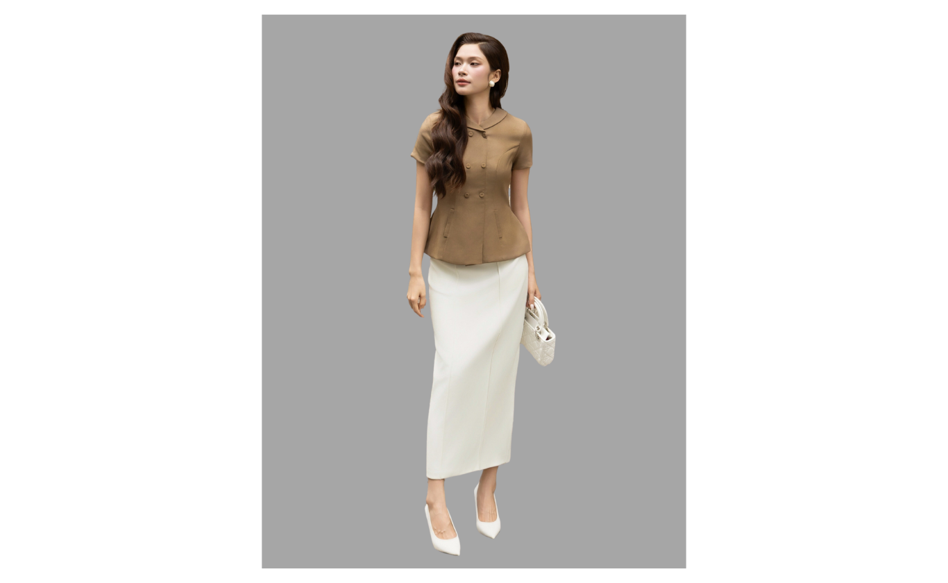Áo Kiểu Công Sở Cotton Cổ V Nhỏ - AAH25T
