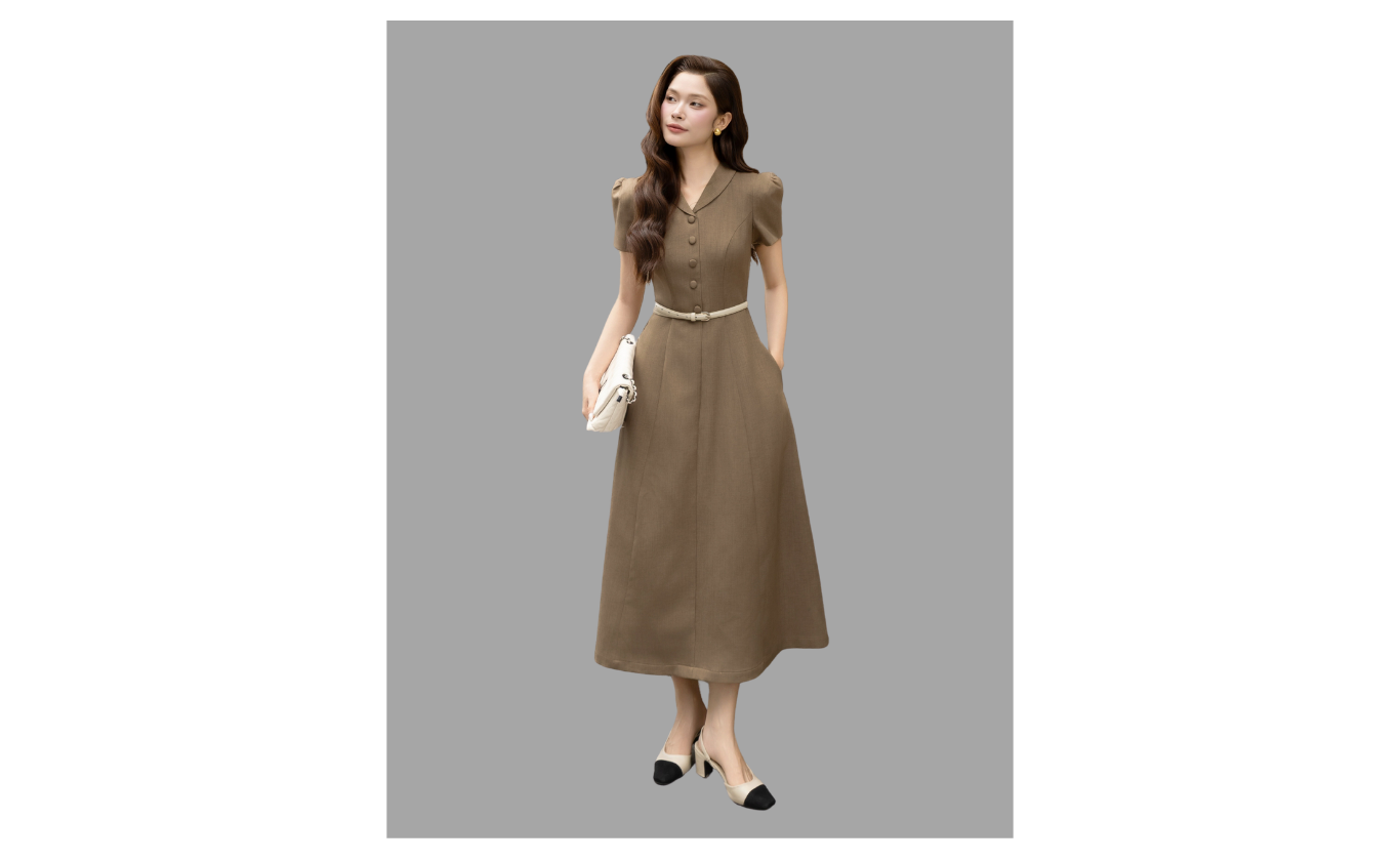 Đầm Xòe Tiệc Cotton Dài - DAH21A