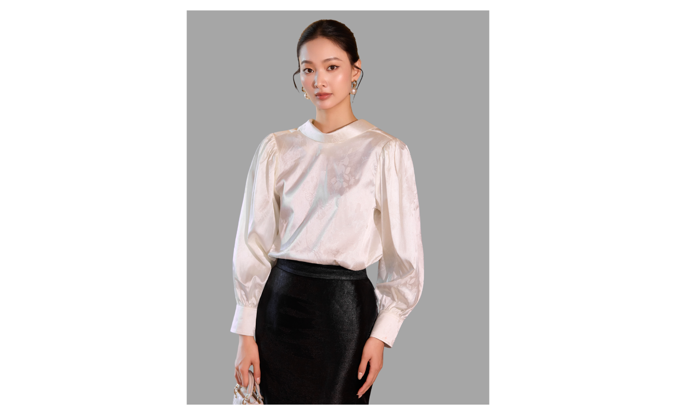Áo kiểu tiệc lụa, tay dài AAF61V - Ảnh bìa