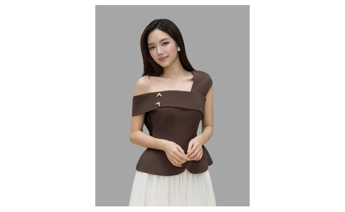 Áo Kiểu Tiệc Cotton Trễ Vai - AAG06T