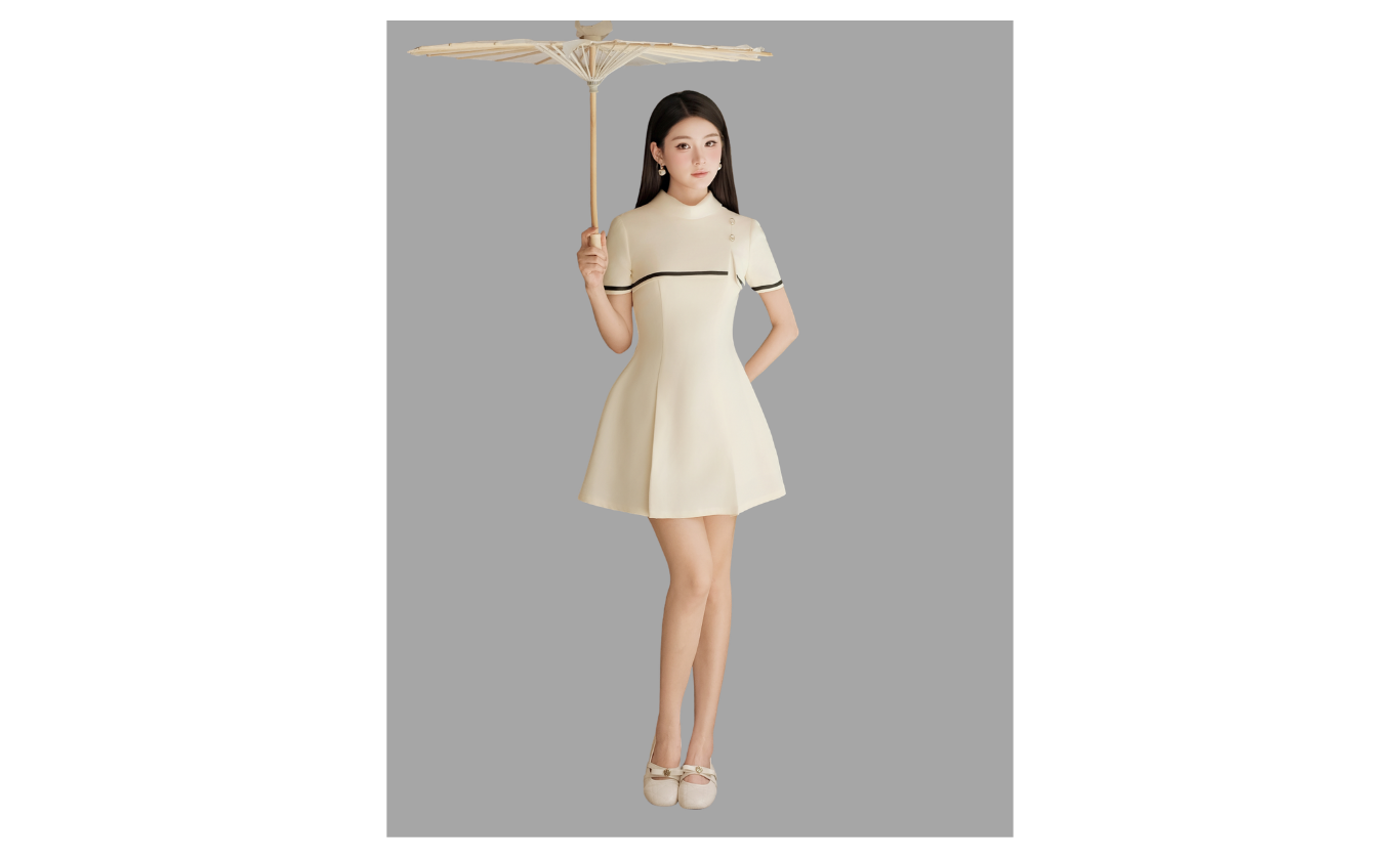 Đầm xòe dạo phố cotton ngắn chữ A DAE77B - Sản phẩm