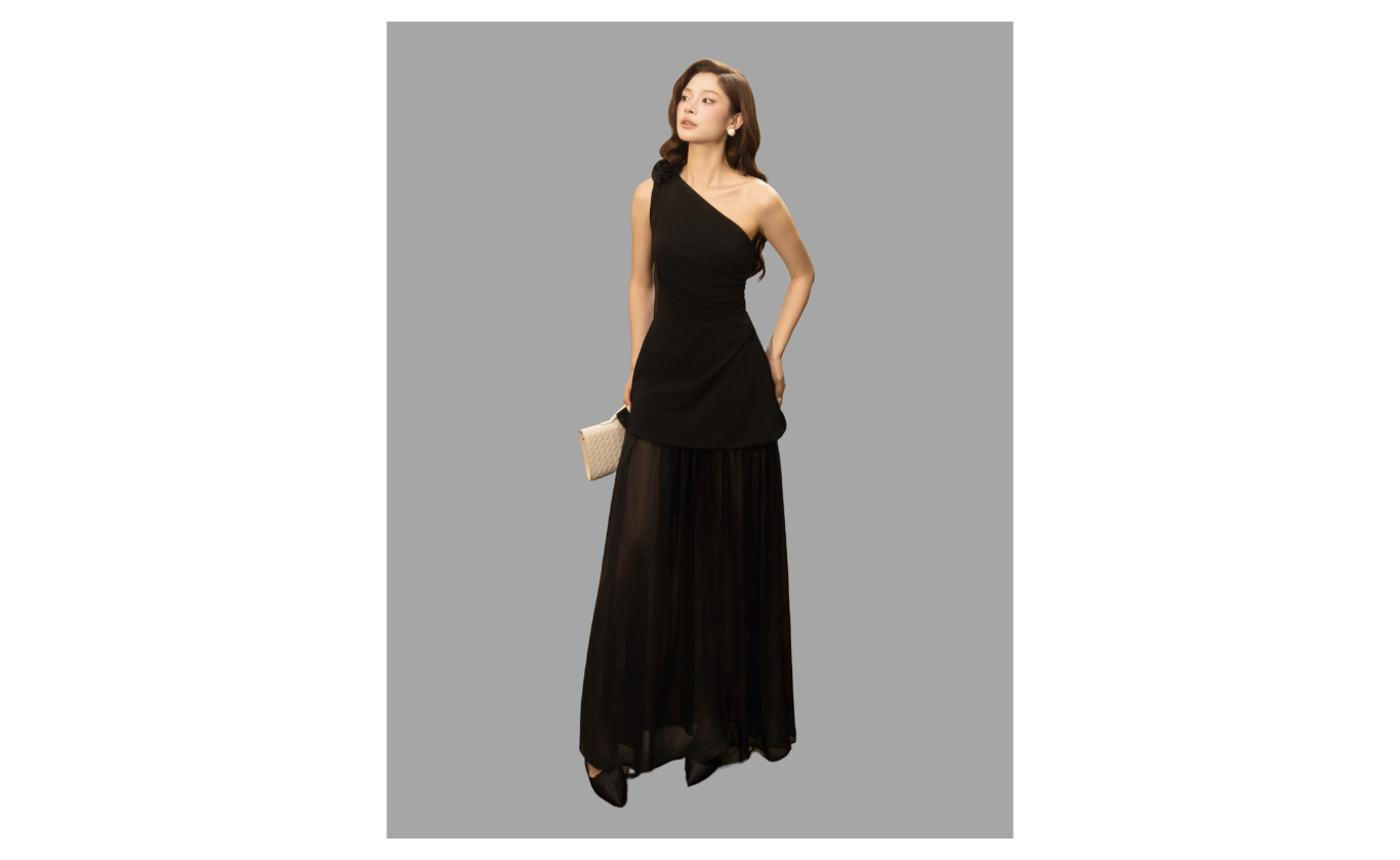 Đầm Body Tiệc Thun Dài Tà Vai - DAH04A