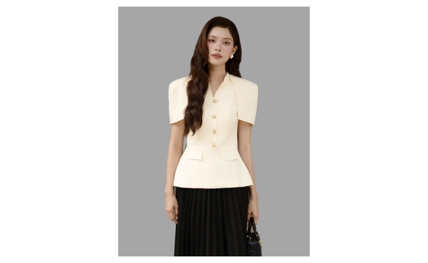 Áo kiểu công sở cotton cổ trụ - AAH24A