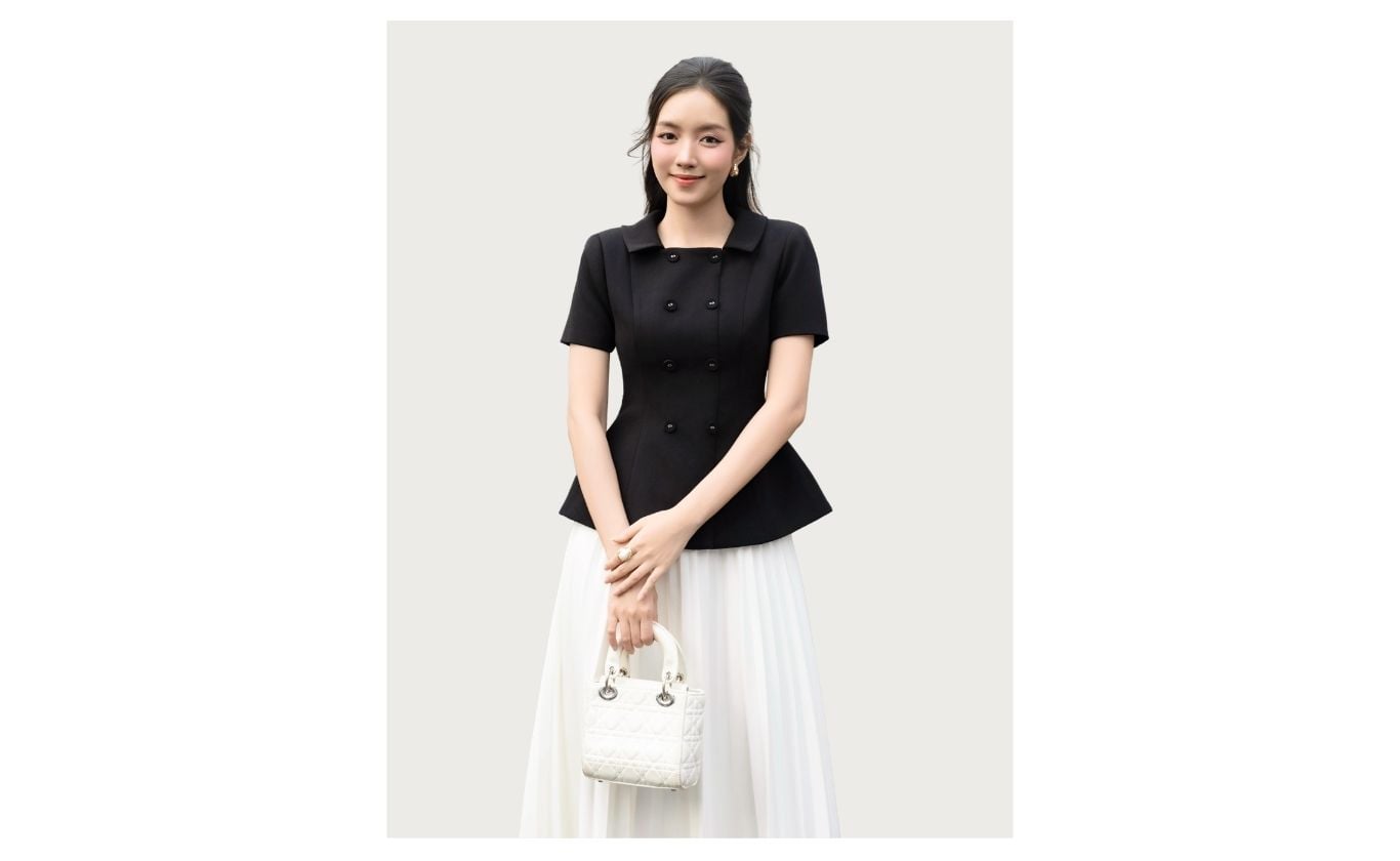 Áo kiểu công sở peplum cổ vuông AAB23B - Ảnh sản phẩm