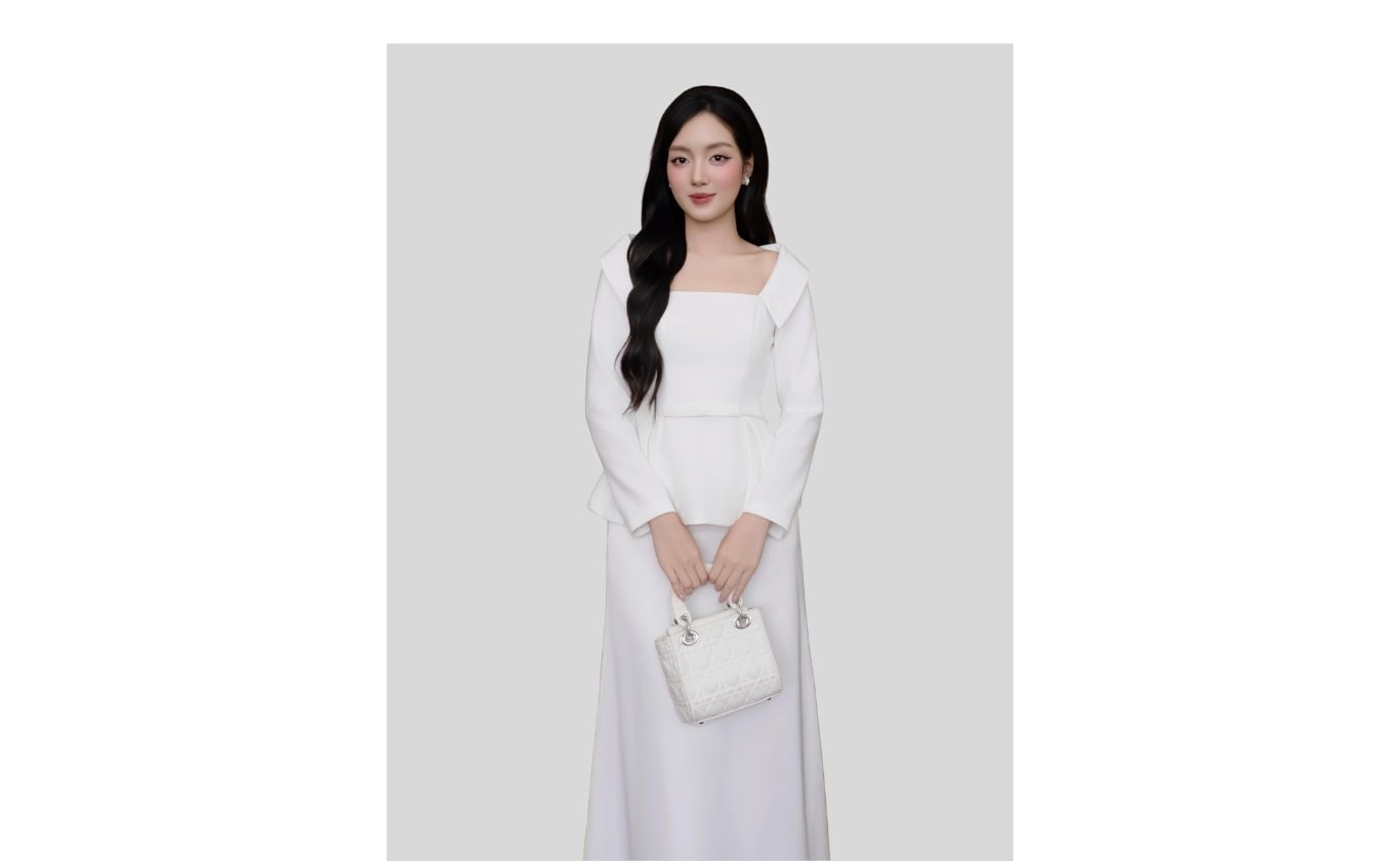 Áo kiểu tiệc tay dài eo phối nơ A4586B - Ảnh sản phẩm